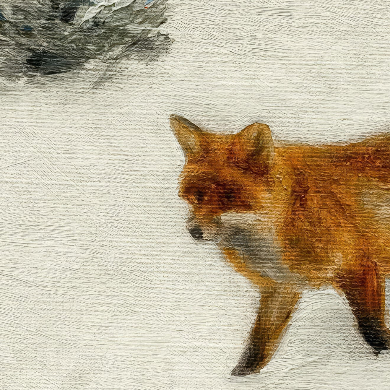 Illustration of a fox walking on a textured surface