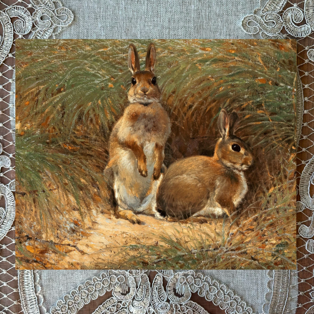 Rabbits in a Grassy Field