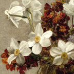 Artistic depiction of flowers with a textured gray background