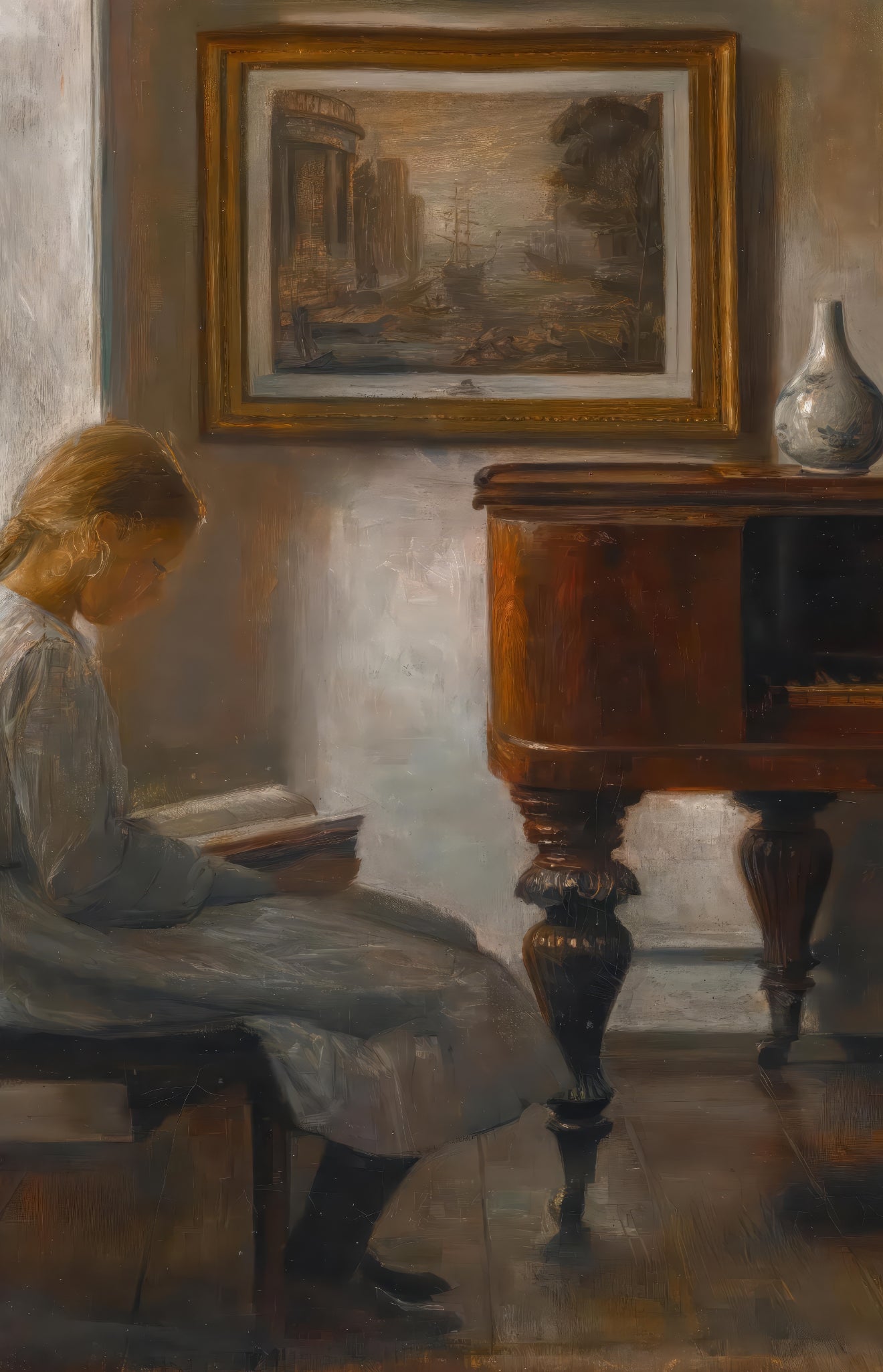Reading By The Piano