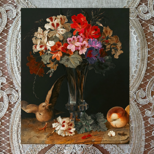 Bird, Peach & Fruit
