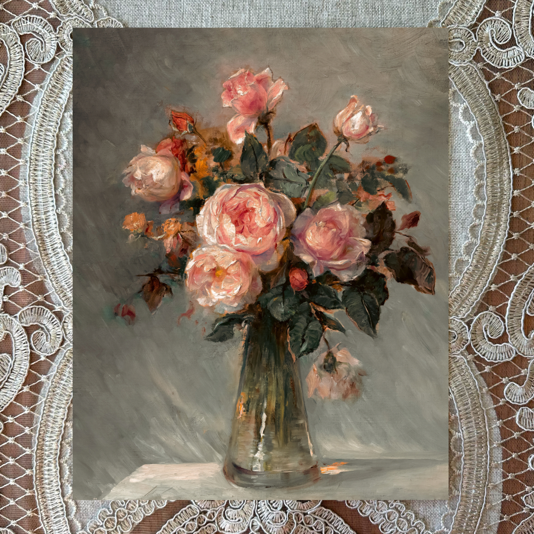 Roses in a Glass Vase