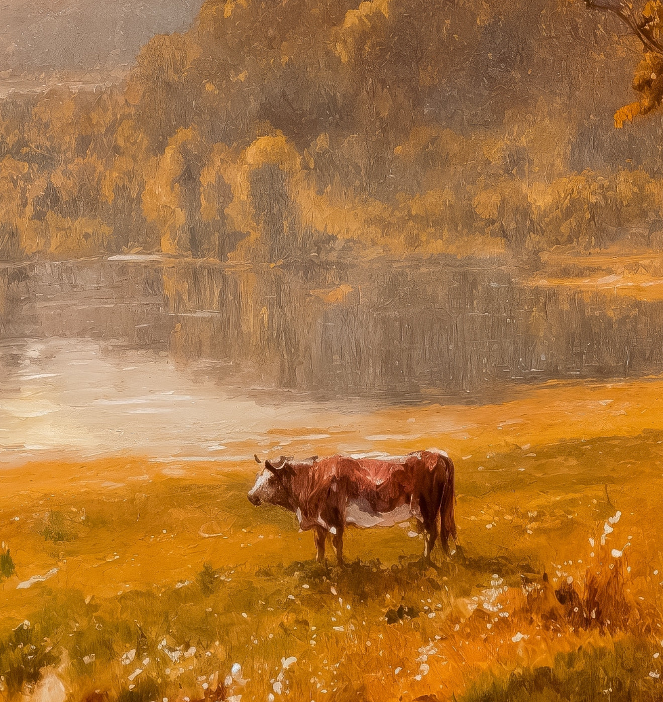 Autumn Scene With Cows