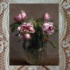 Vase with pink flowers on a textured brown background