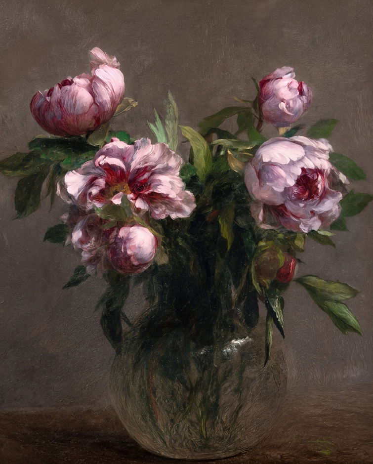 Vase with pink flowers on a textured brown background