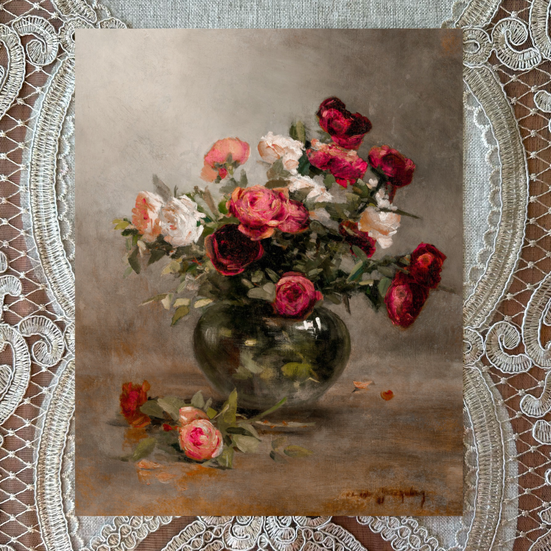 Vase of Colorful Roses